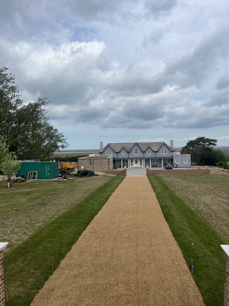 Large countryside property with a new private road installed with tar and chip