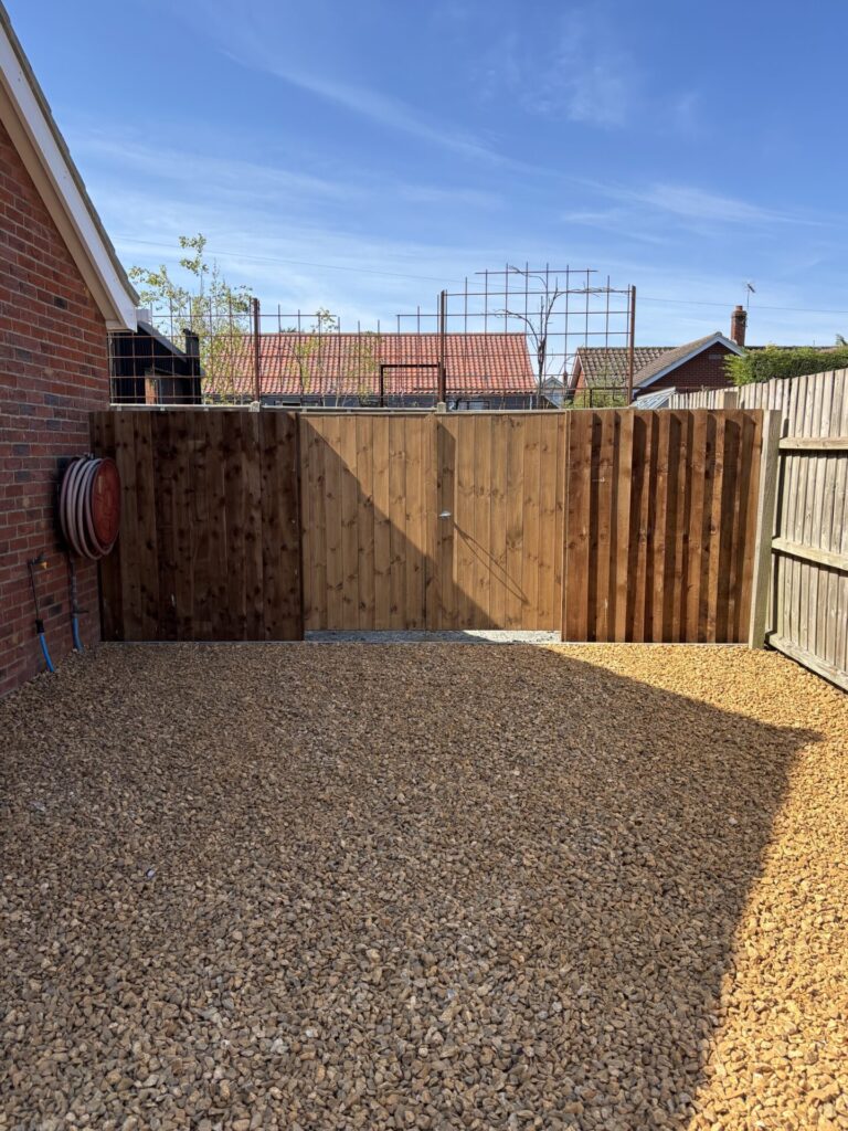 New wooden fence and gate installed in blakeney, norfolk